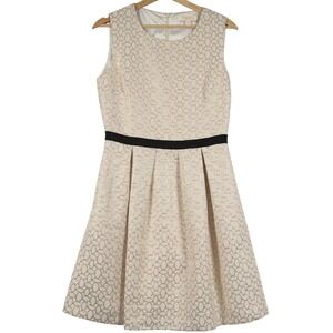 ERIN by Erin Fetherston Dress Size 6 Cream Gold Metallic Brocade Fit Flare Women